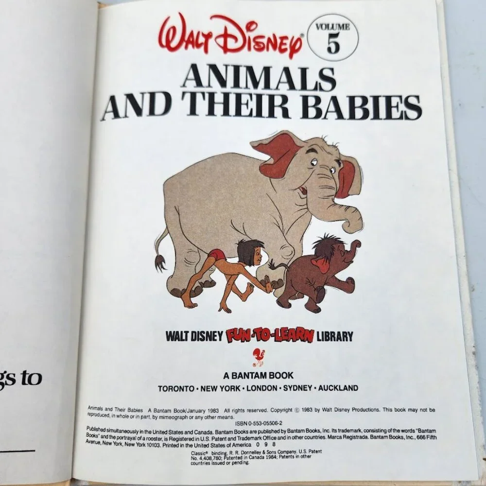 Vintage Disney Book Animals and Their Babies Walt Disney 1983 hardcover Jungle